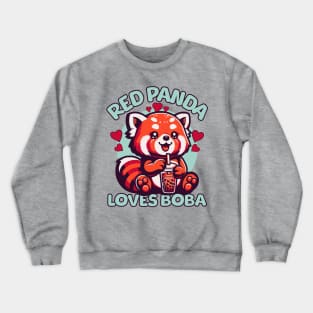 Red Panda Loves Boba Crewneck Sweatshirt